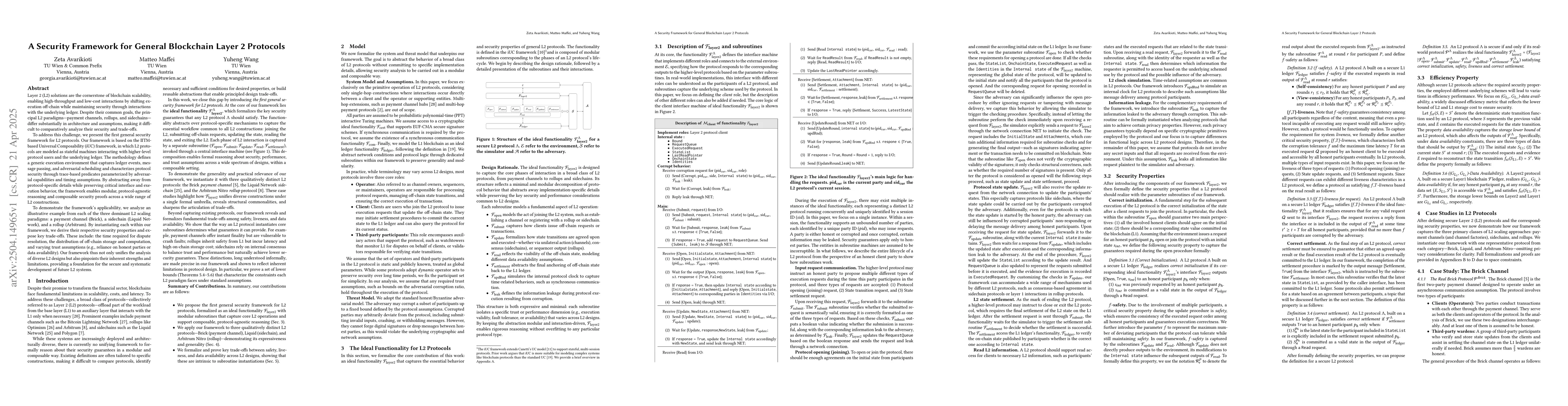 Thumbnail for A Security Framework for General Blockchain Layer 2 Protocols
