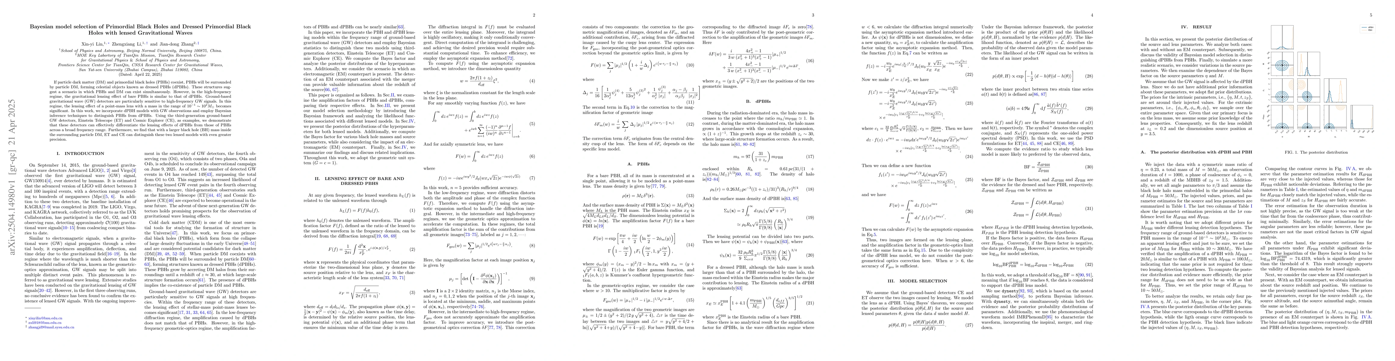 Thumbnail for Bayesian model selection of Primordial Black Holes and Dressed
  Primordial Black Holes with lensed Gravitational Waves