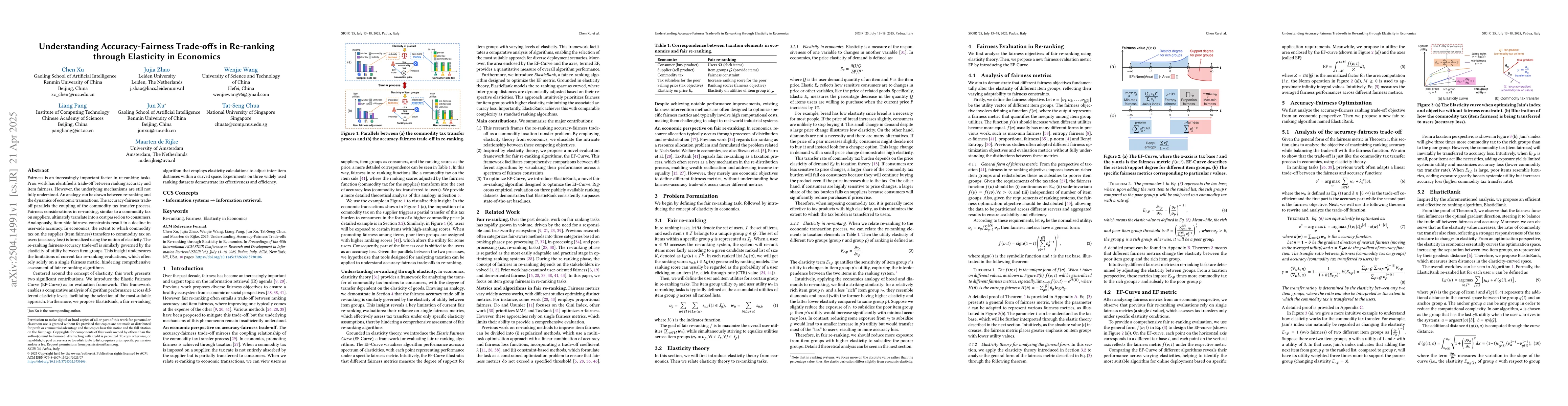 Thumbnail for Understanding Accuracy-Fairness Trade-offs in Re-ranking through
  Elasticity in Economics