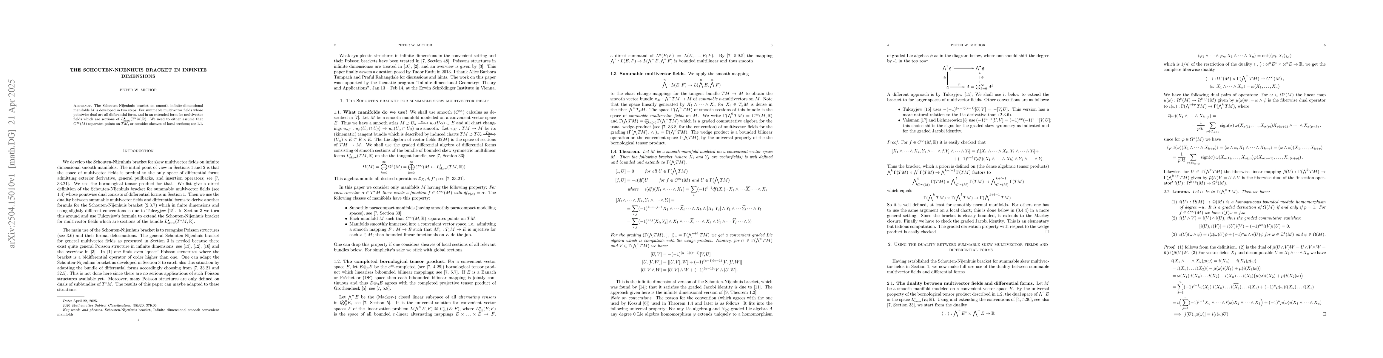 Thumbnail for The Schouten-Nijenhuis bracket in infinite dimensions