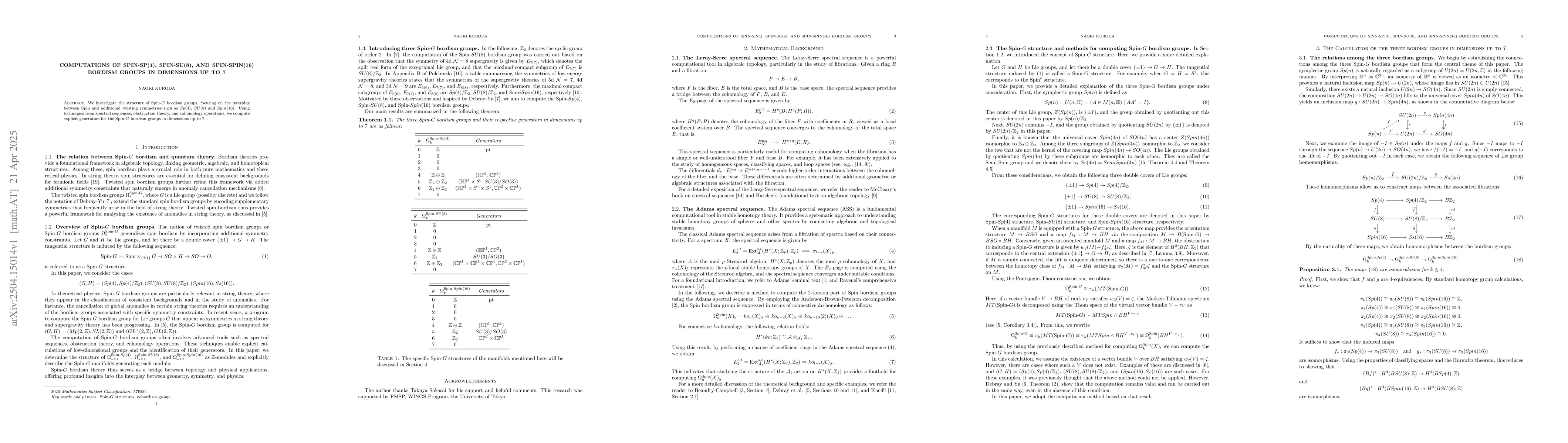 Thumbnail for Computations of Spin-Sp(4), Spin-SU(8), and Spin-Spin(16) bordism groups
  in dimensions up to 7
