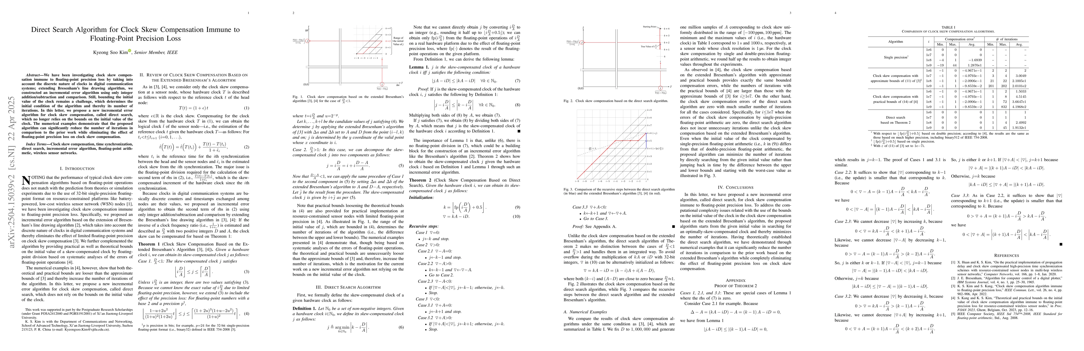 Thumbnail for Direct Search Algorithm for Clock Skew Compensation Immune to
  Floating-Point Precision Loss