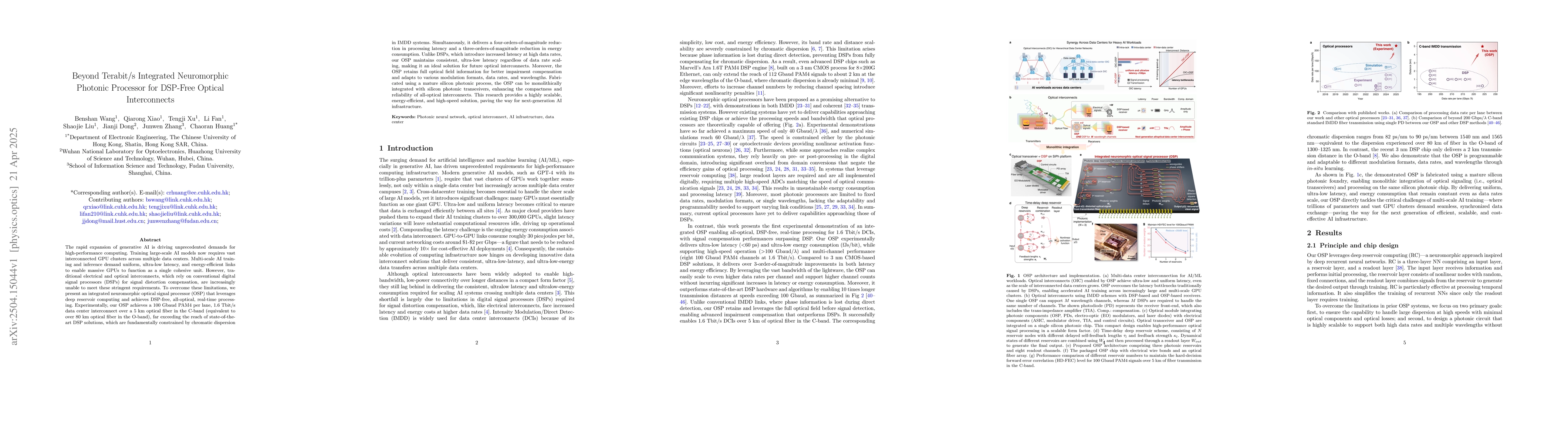 Thumbnail for Beyond Terabit/s Integrated Neuromorphic Photonic Processor for DSP-Free
  Optical Interconnects