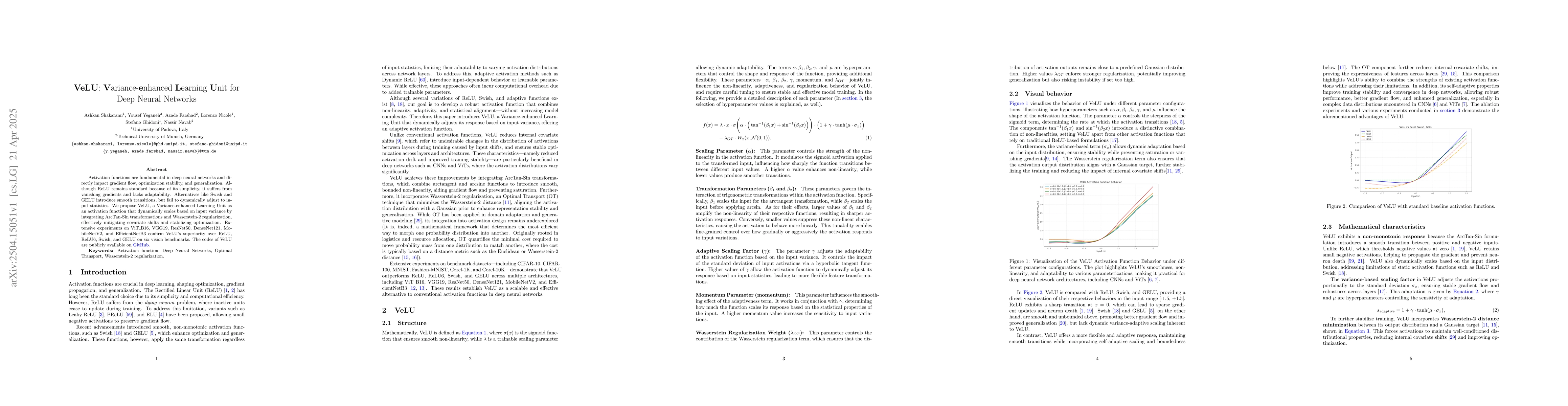 Thumbnail for VeLU: Variance-enhanced Learning Unit for Deep Neural Networks