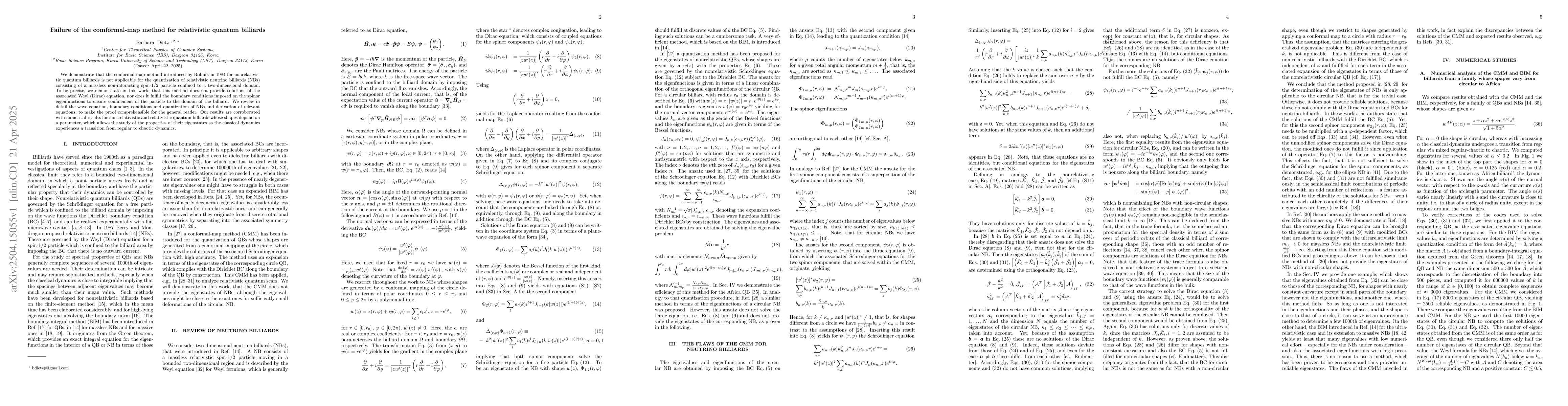 Thumbnail for Failure of the comformal-map method for relativistic quantum billiards