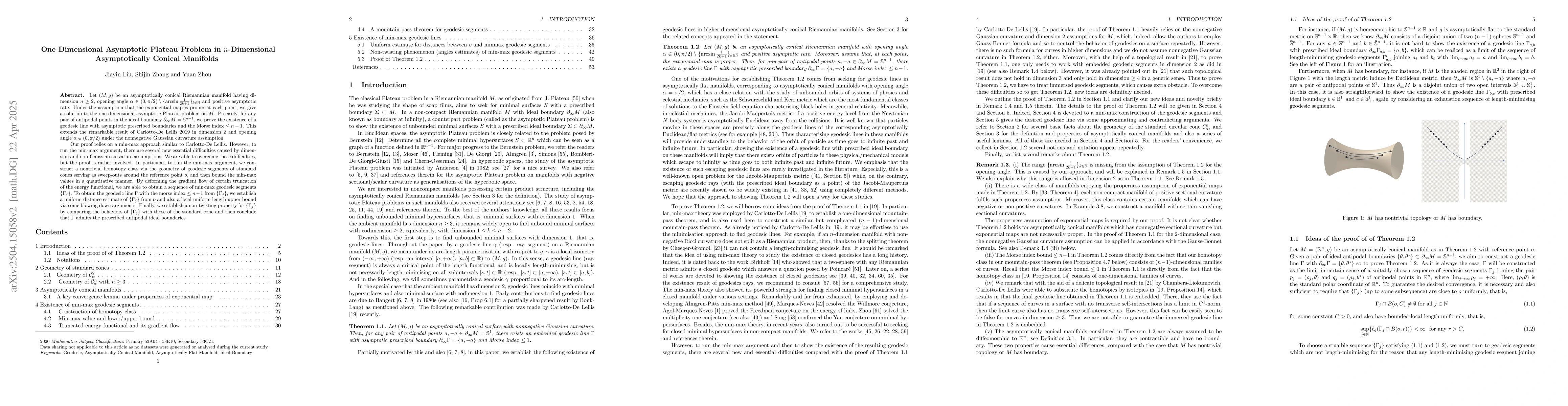 Thumbnail for One Dimensional Asymptotic Plateau Problem in $n$-Dimensional
  Asymptotically Conical Manifolds