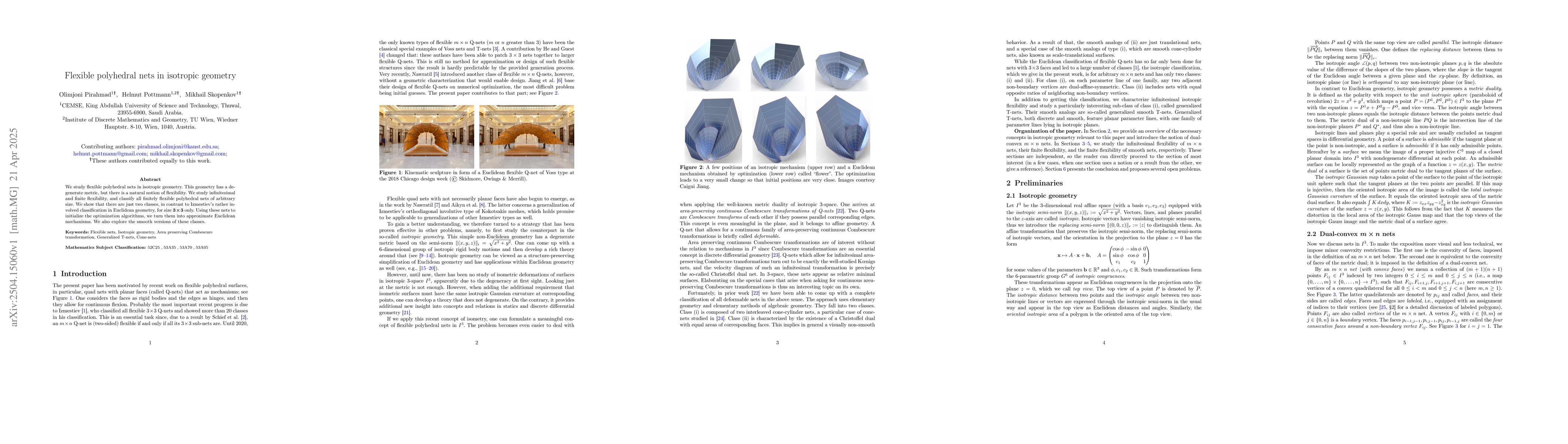 Thumbnail for Flexible polyhedral nets in isotropic geometry
