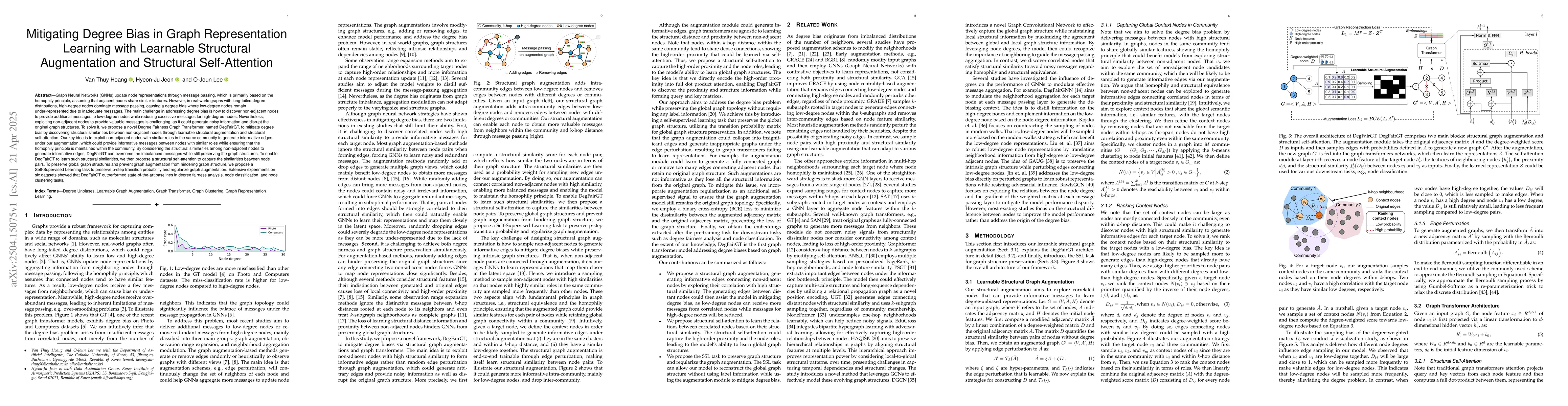 Thumbnail for Mitigating Degree Bias in Graph Representation Learning with Learnable
  Structural Augmentation and Structural Self-Attention