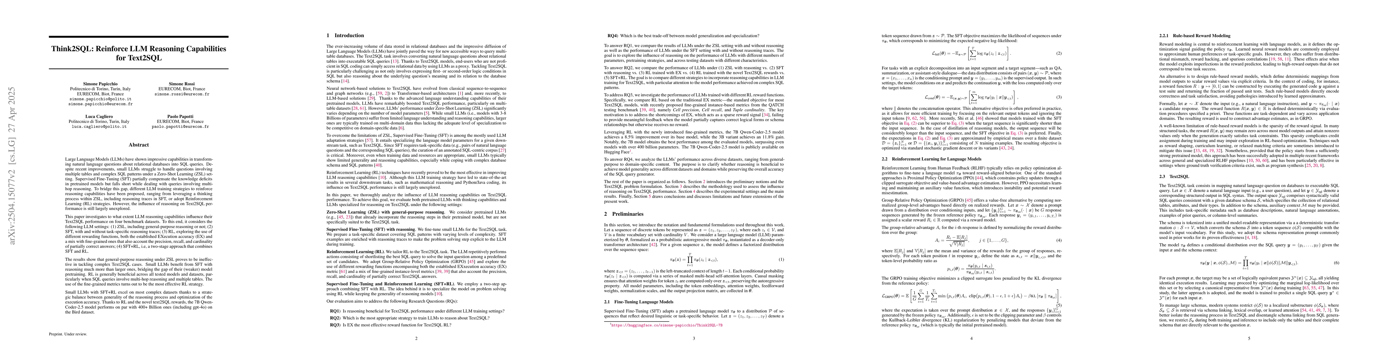 Thumbnail for Think2SQL: Reinforce LLM Reasoning Capabilities for Text2SQL