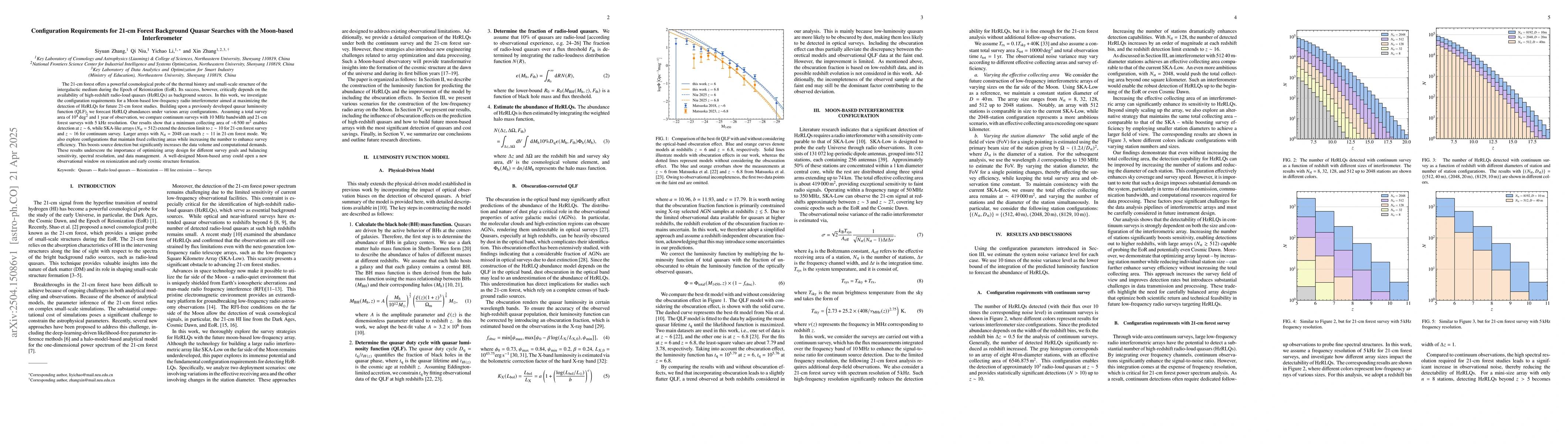 Thumbnail for Configuration Requirements for 21-cm Forest Background Quasar Searches
  with the Moon-based Interferometer
