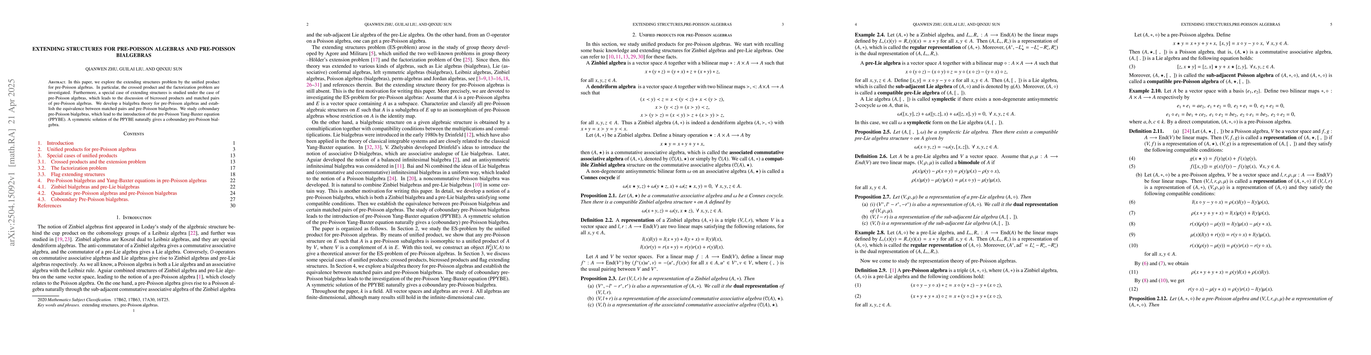 Thumbnail for Extending structures for pre-Poisson algebras and pre-Poisson bialgebras