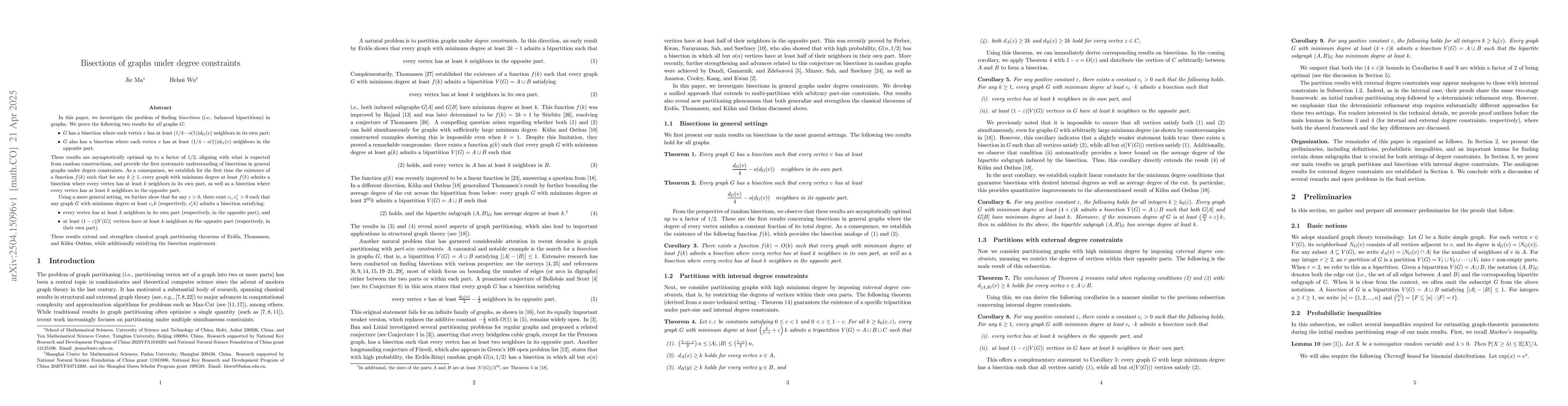 Thumbnail for Bisections of graphs under degree constraints