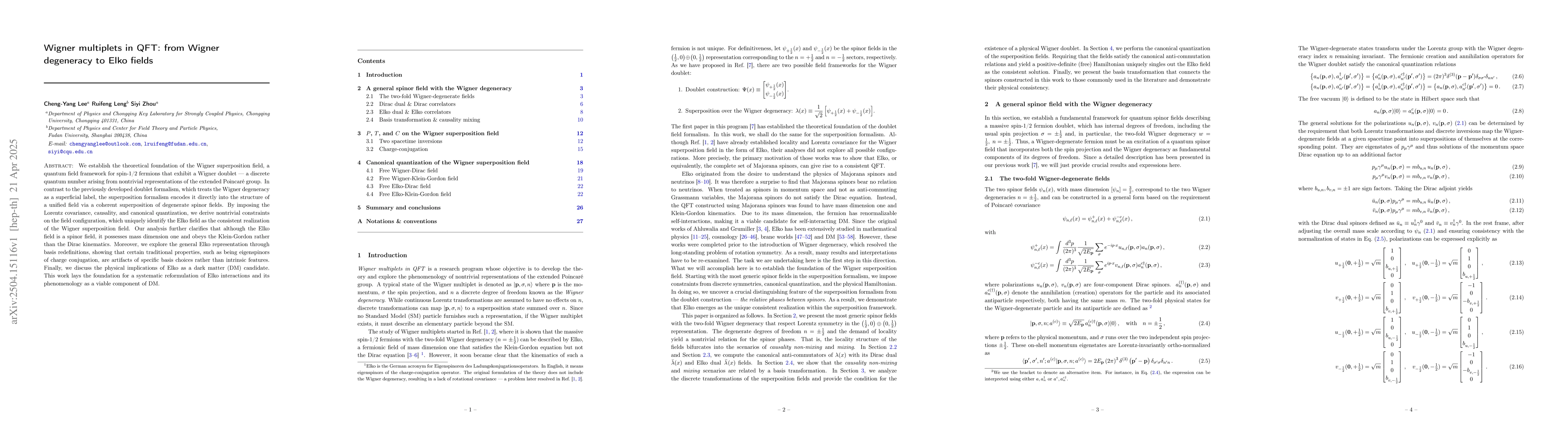 Thumbnail for Wigner multiplets in QFT: from Wigner degeneracy to Elko fields