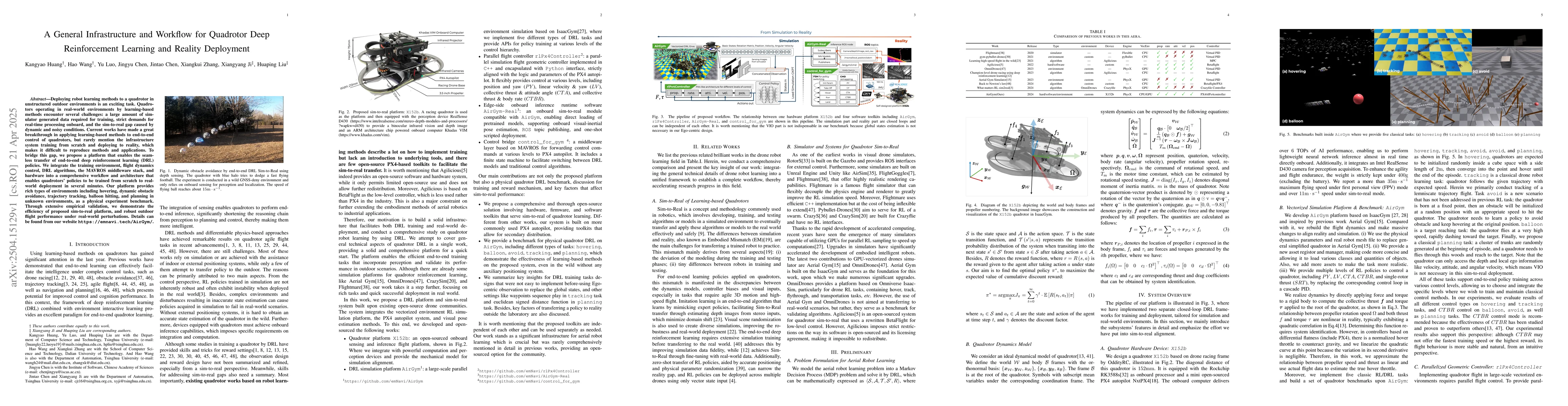 Thumbnail for A General Infrastructure and Workflow for Quadrotor Deep Reinforcement
  Learning and Reality Deployment