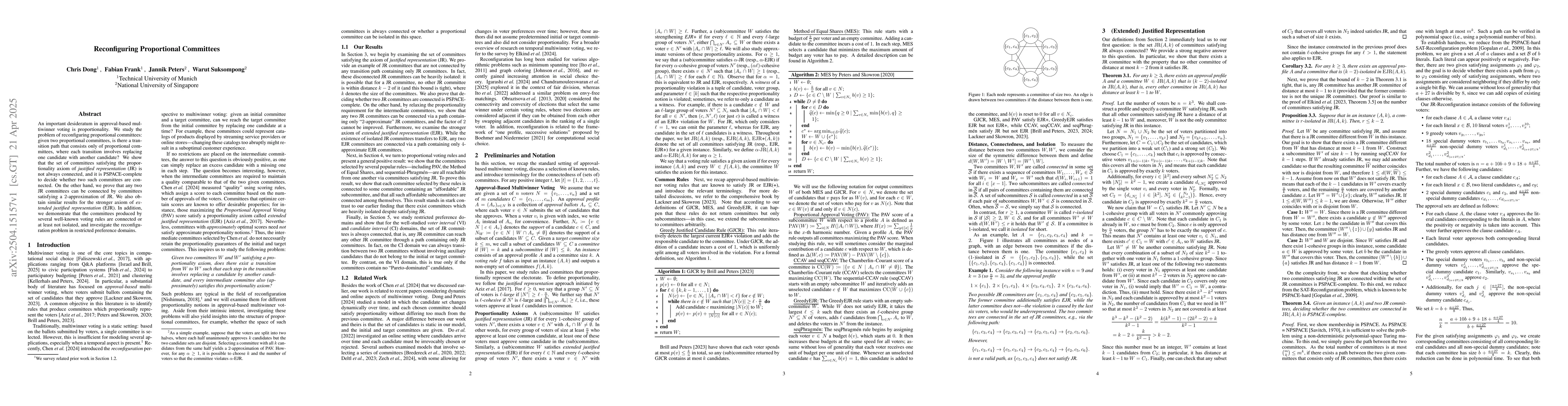Thumbnail for Reconfiguring Proportional Committees