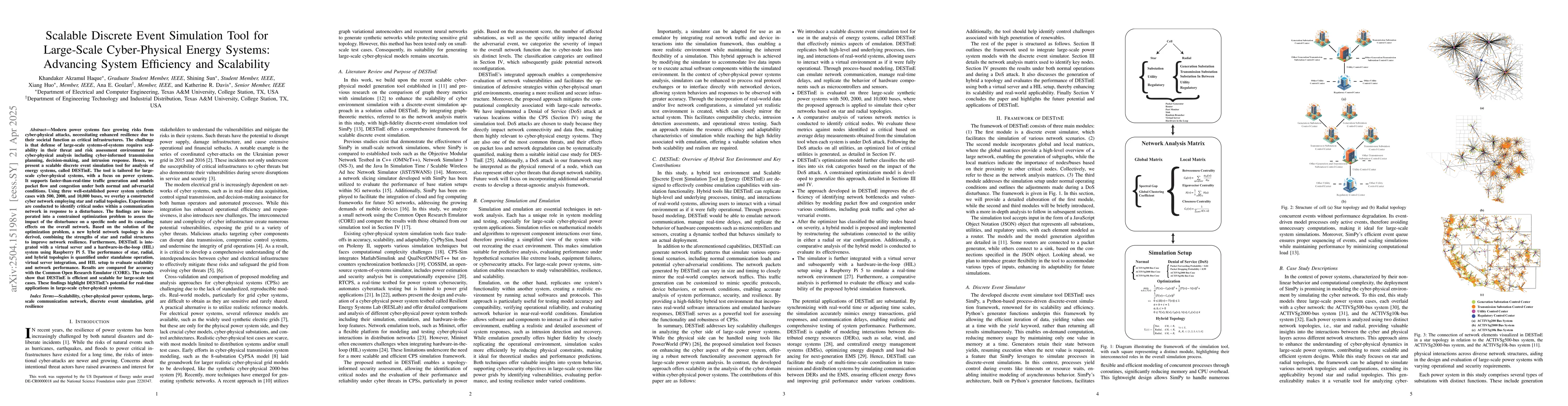 Thumbnail for Scalable Discrete Event Simulation Tool for Large-Scale Cyber-Physical
  Energy Systems: Advancing System Efficiency and Scalability
