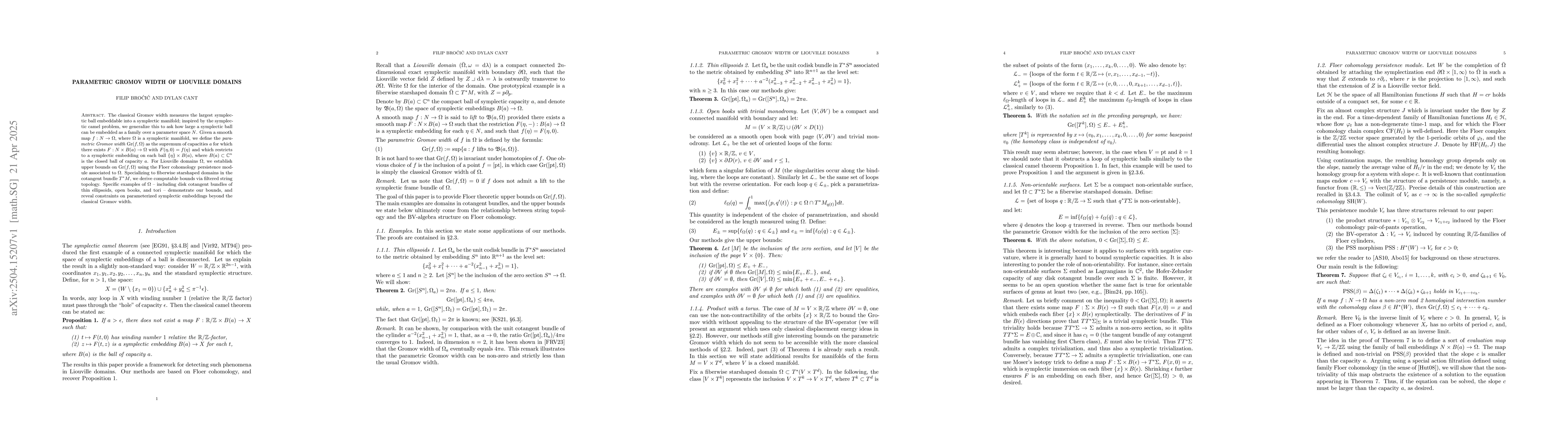 Thumbnail for Parametric Gromov width of Liouville domains