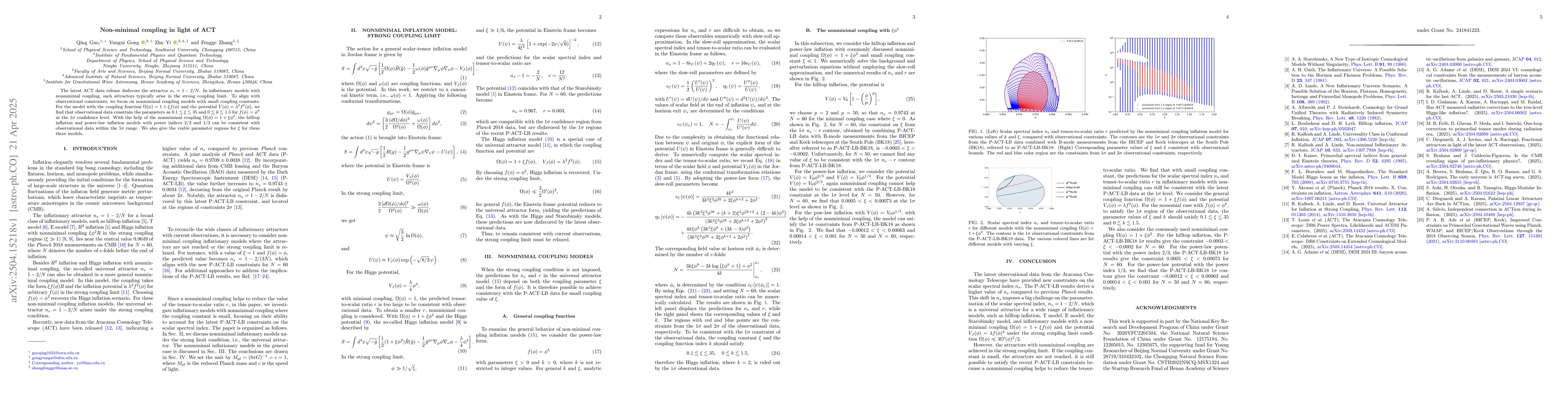 Thumbnail for Non-minimal coupling in light of ACT