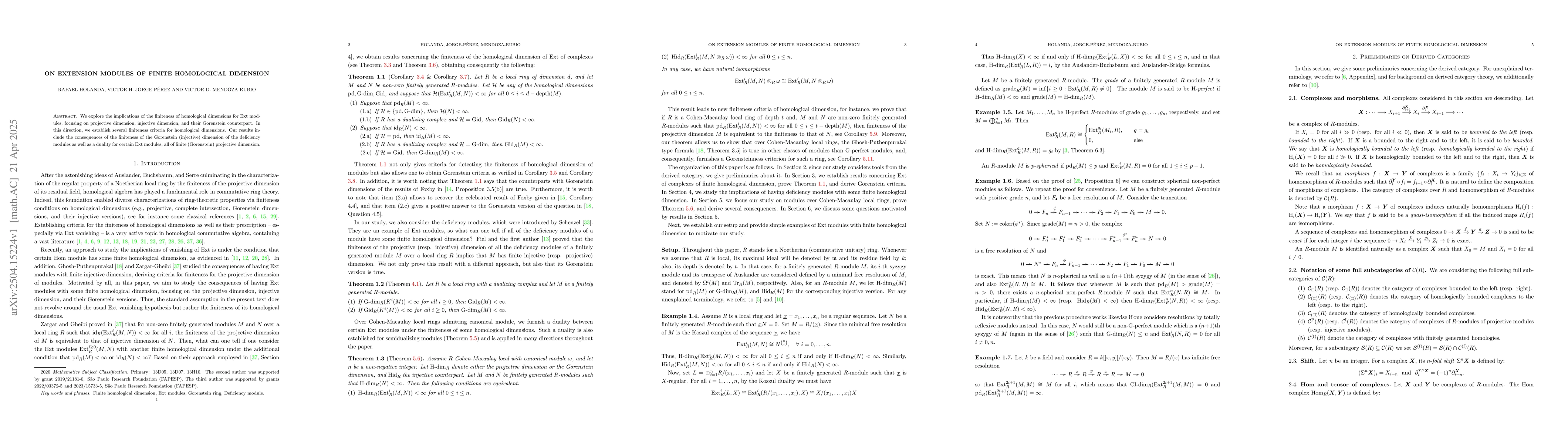 Thumbnail for On Extension modules of finite homological dimension