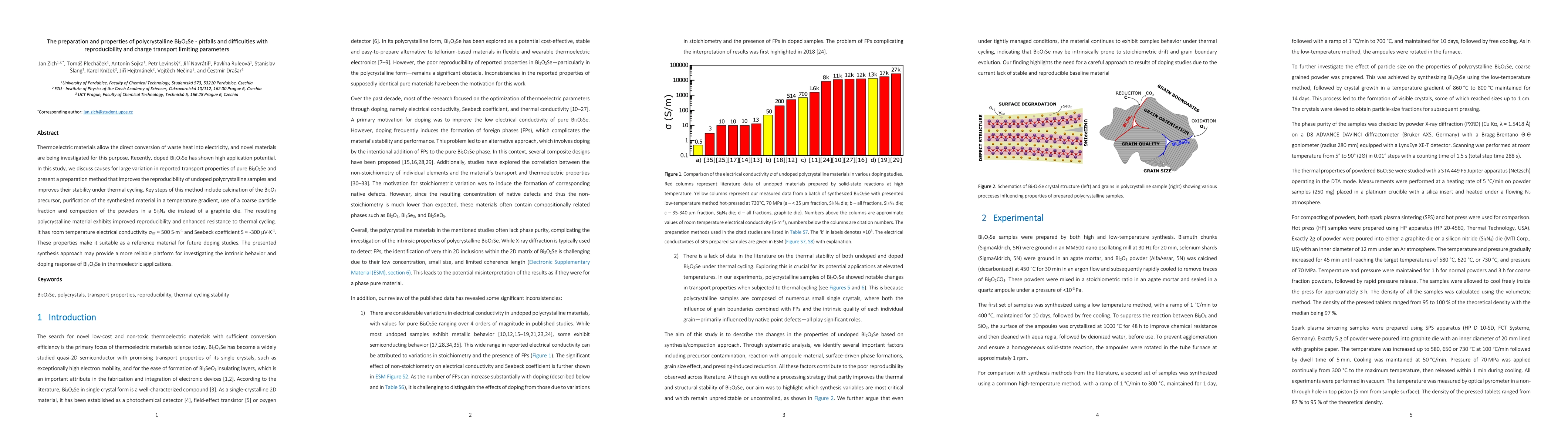 Thumbnail for The preparation and properties of polycrystalline Bi$_2$O$_2$Se --
  pitfalls and difficulties with reproducibility and charge transport limiting
  parameters