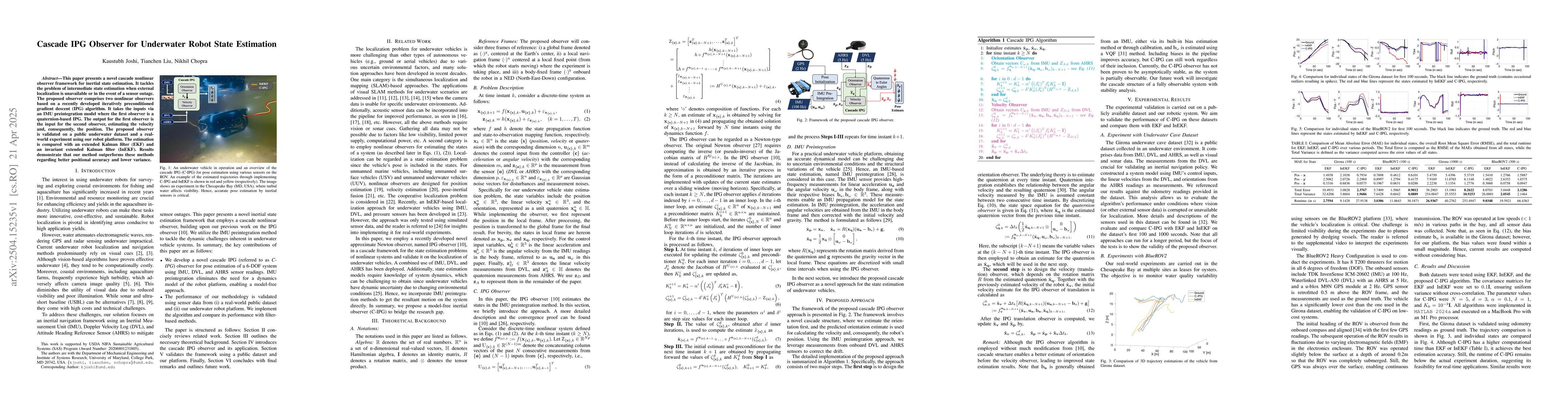 Thumbnail for Cascade IPG Observer for Underwater Robot State Estimation
