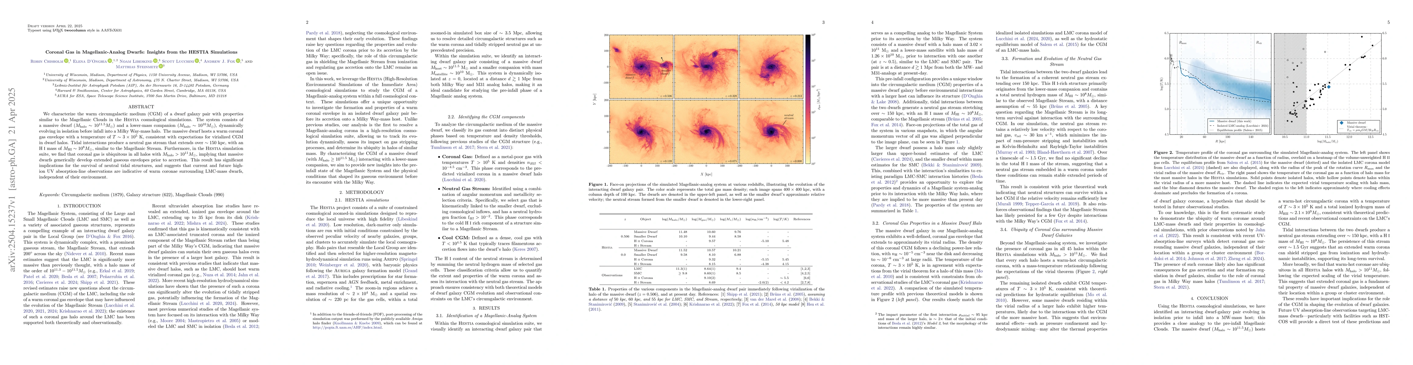 Thumbnail for Coronal Gas in Magellanic-Analog Dwarfs: Insights from the
  \textsc{HESTIA} Simulations