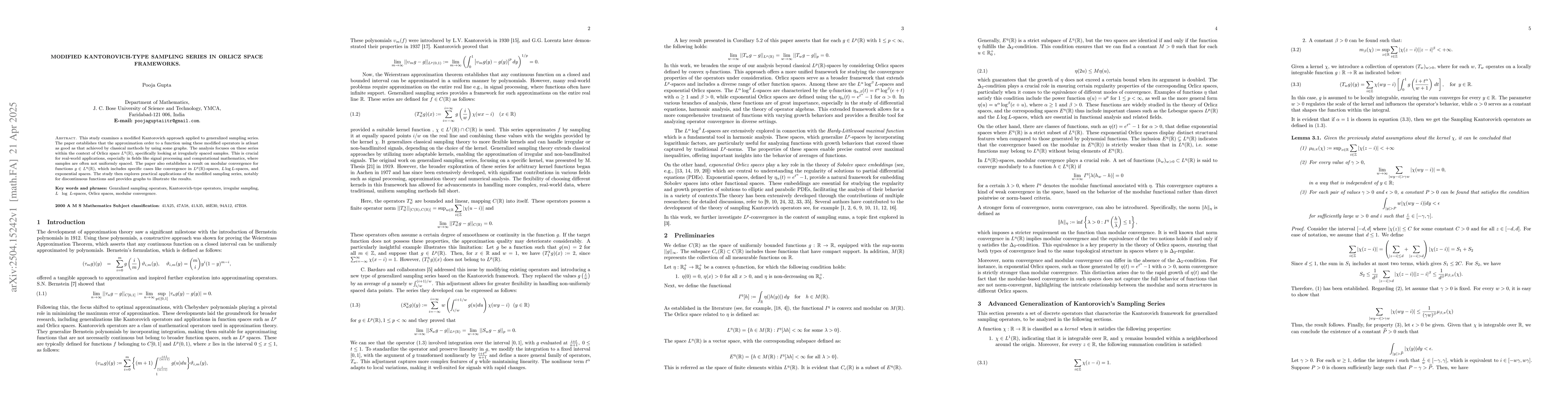 Thumbnail for Modified Kantorovich-type Sampling Series in Orlicz Space Frameworks