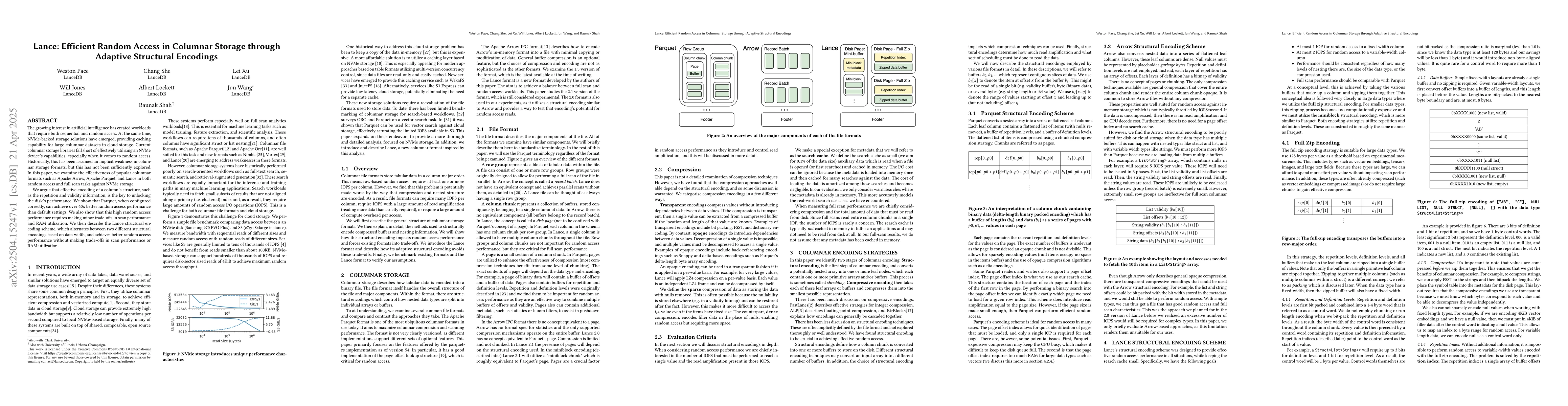 Thumbnail for Lance: Efficient Random Access in Columnar Storage through Adaptive
  Structural Encodings