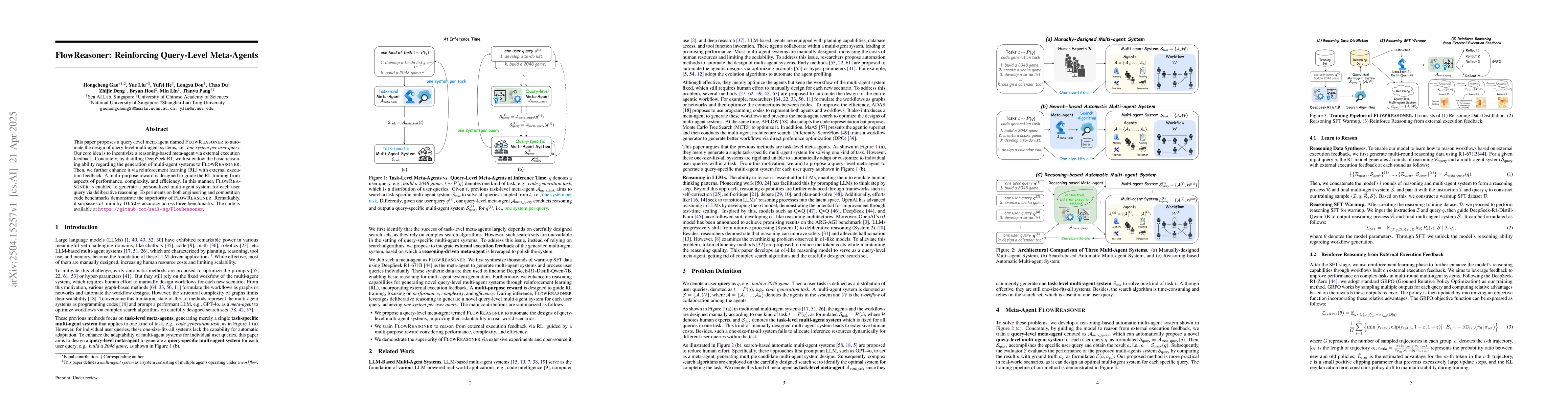 Thumbnail for FlowReasoner: Reinforcing Query-Level Meta-Agents