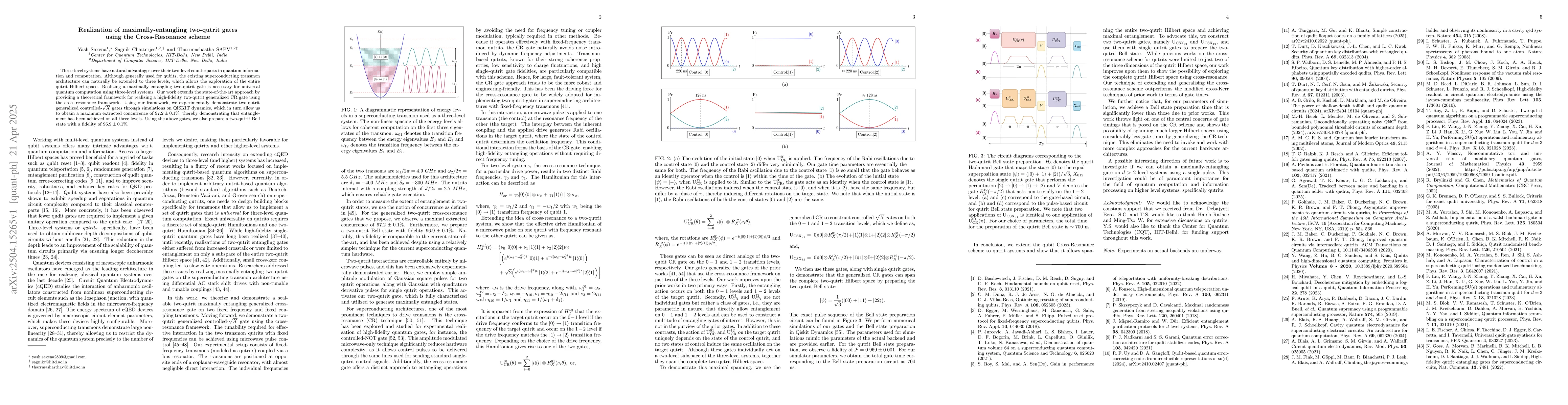 Thumbnail for Realization of maximally-entangling two-qutrit gates using the
  Cross-Resonance scheme