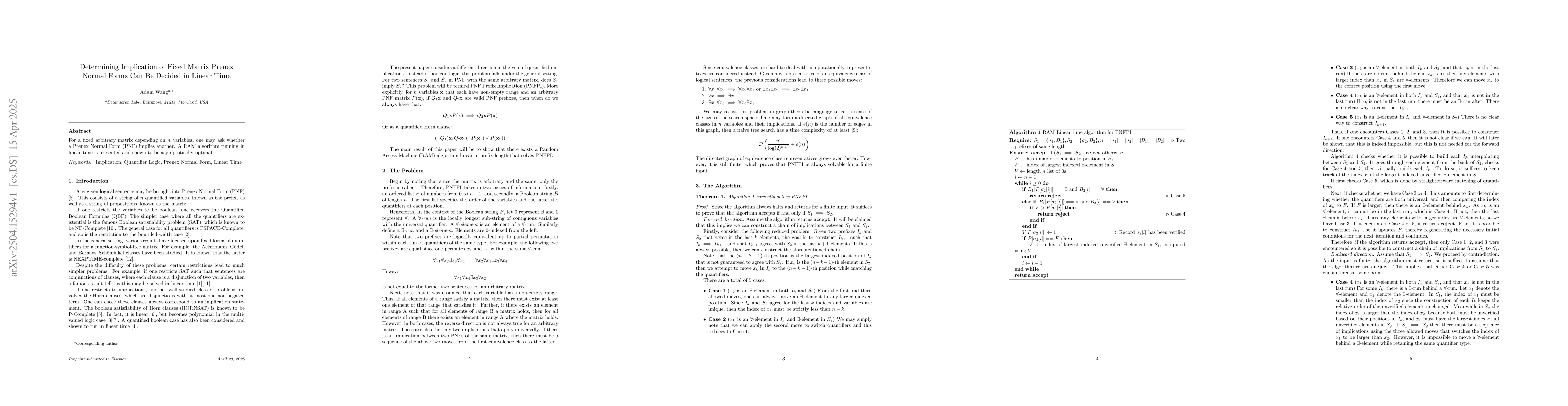 Thumbnail for Determining Implication of Fixed Matrix Prenex Normal Forms Can Be
  Decided in Linear Time
