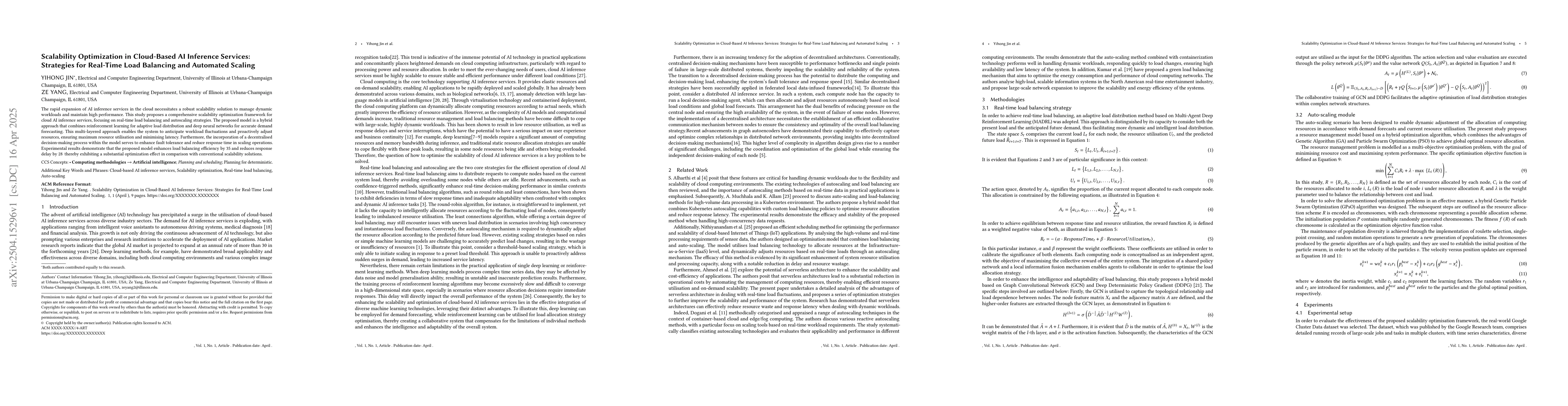 Thumbnail for Scalability Optimization in Cloud-Based AI Inference Services:
  Strategies for Real-Time Load Balancing and Automated Scaling