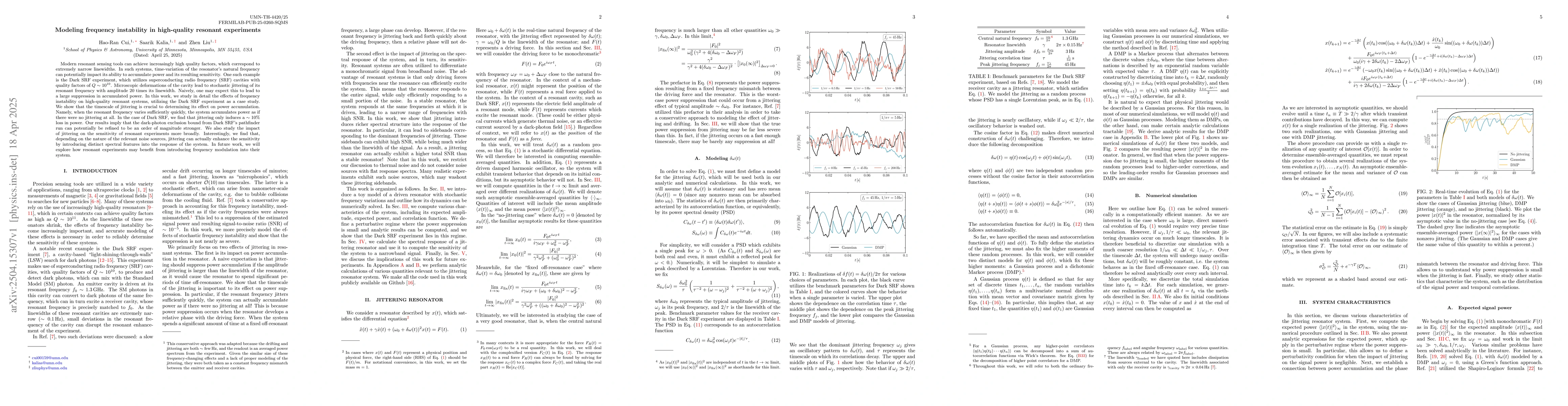 Thumbnail for Modeling frequency instability in high-quality resonant experiments