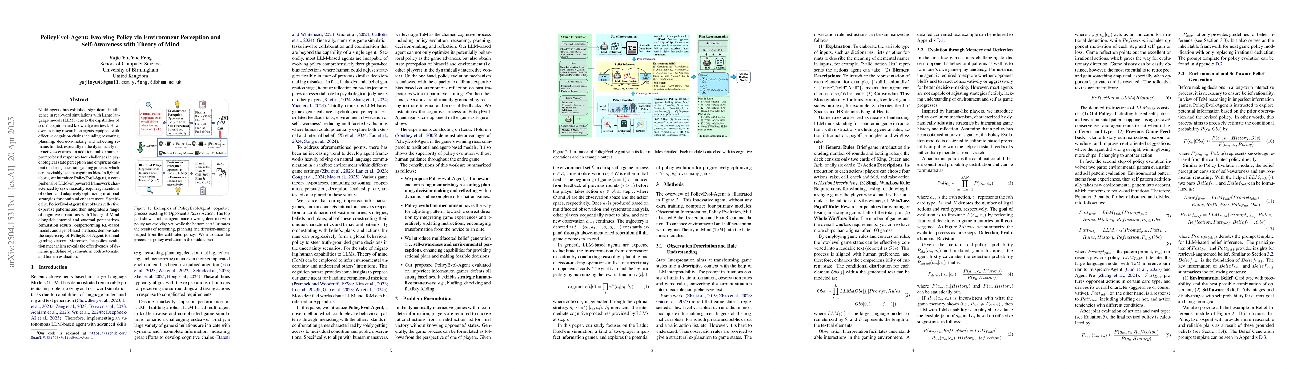 Thumbnail for PolicyEvol-Agent: Evolving Policy via Environment Perception and
  Self-Awareness with Theory of Mind