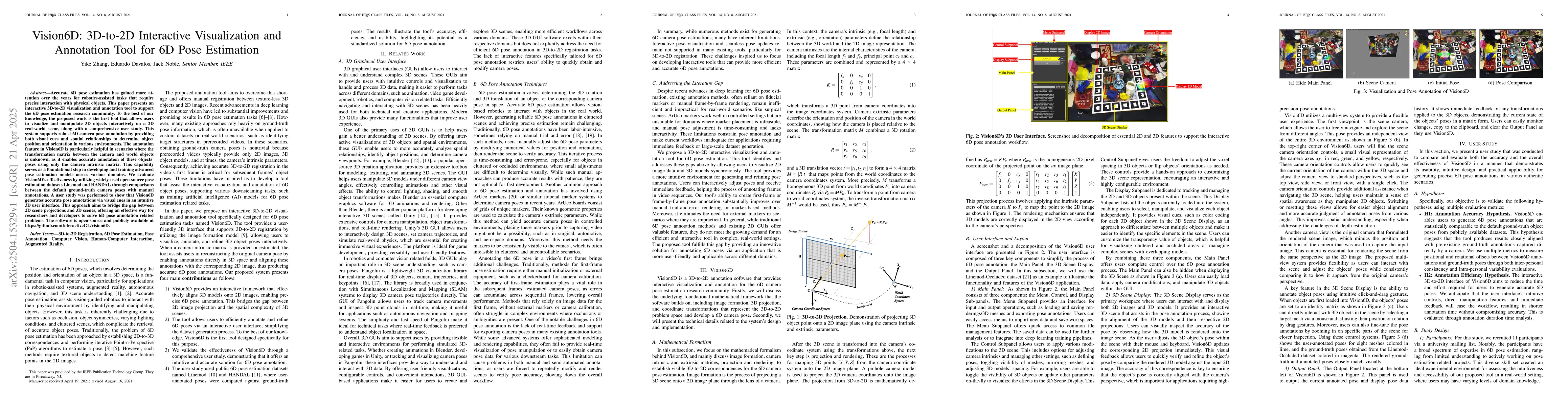 Thumbnail for Vision6D: 3D-to-2D Interactive Visualization and Annotation Tool for 6D
  Pose Estimation