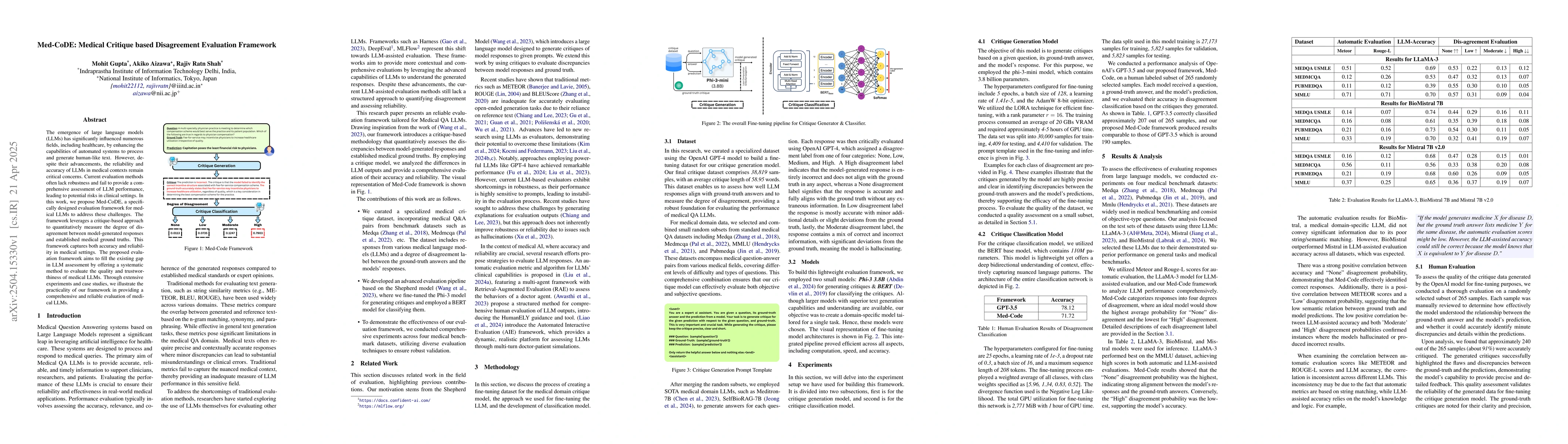 Thumbnail for Med-CoDE: Medical Critique based Disagreement Evaluation Framework