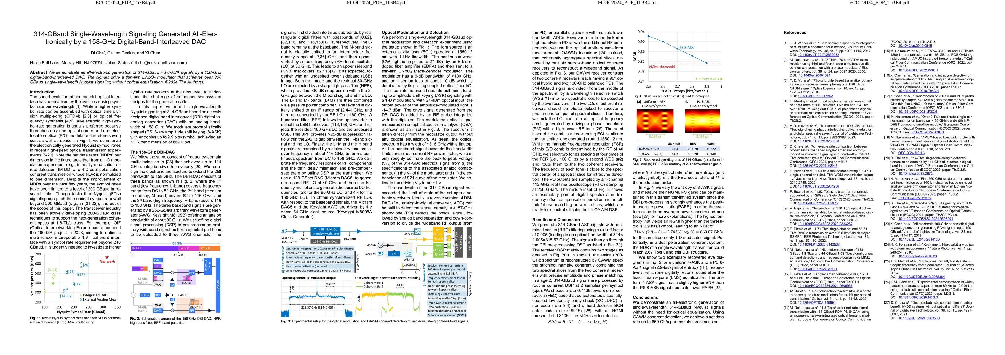 Thumbnail for 314-GBaud Single-Wavelength Signaling Generated All-Electronically by a
  158-GHz Digital-Band-Interleaved DAC