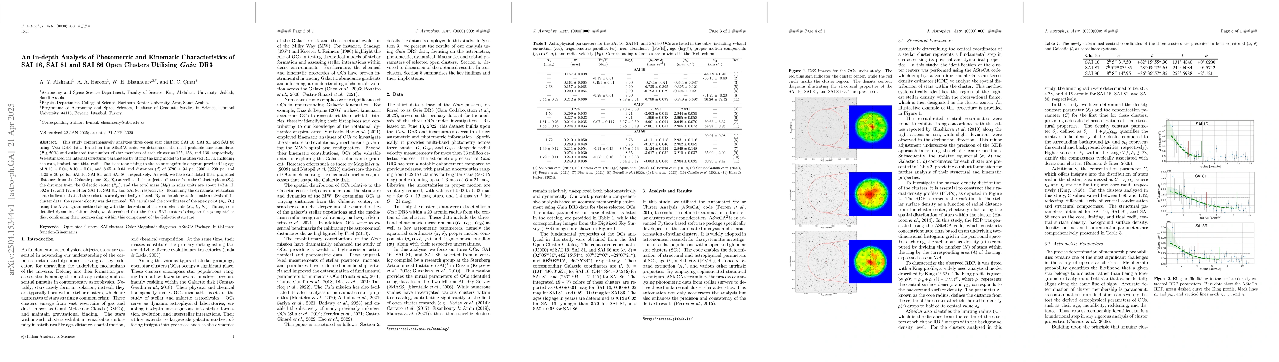 Thumbnail for An In-depth Analysis of Photometric and Kinematic Characteristics of SAI
  16, SAI 81 and SAI 86 Open Clusters Utilizing Gaia DR3