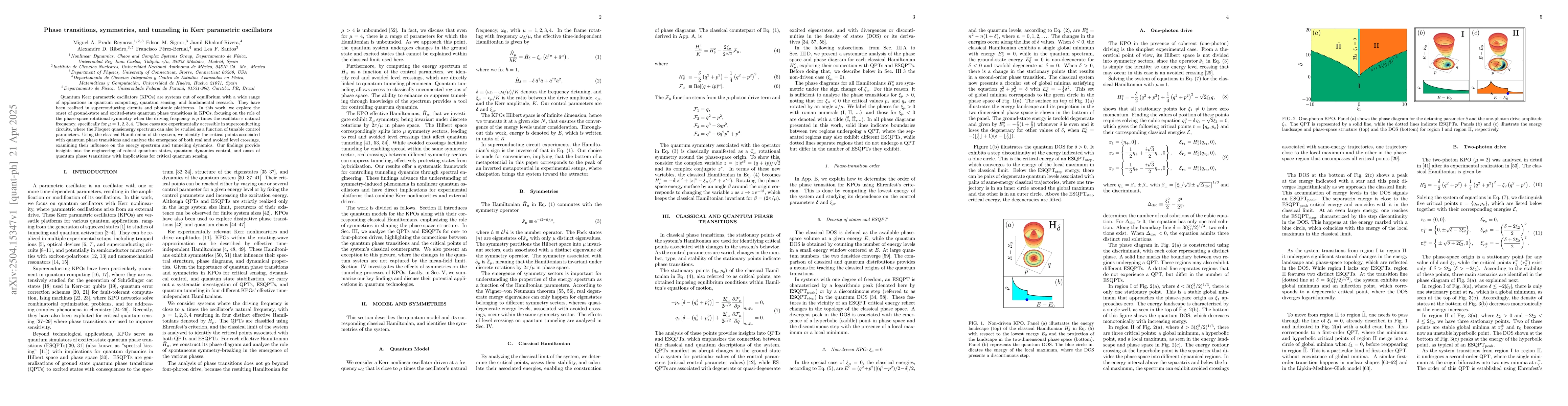 Thumbnail for Phase transitions, symmetries, and tunneling in Kerr parametric
  oscillators