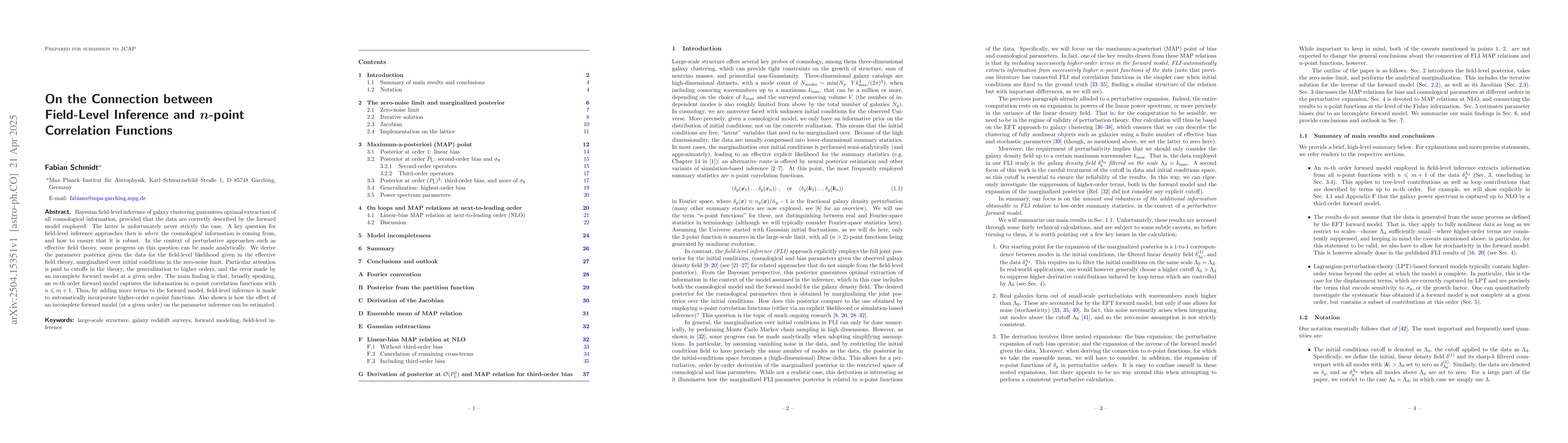 Thumbnail for On the Connection between Field-Level Inference and $n$-point
  Correlation Functions