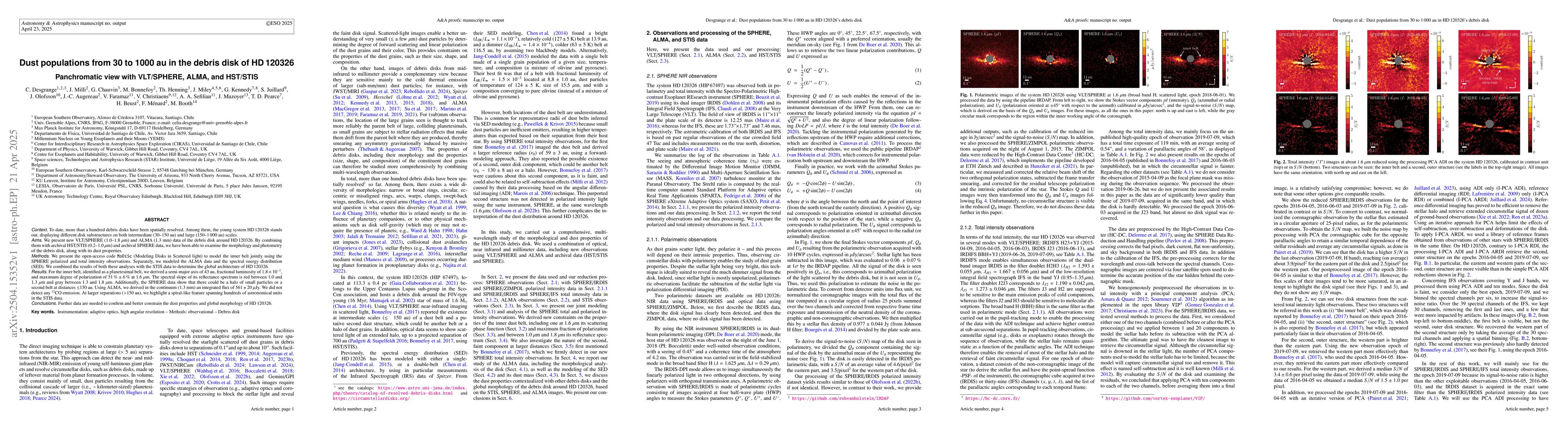 Thumbnail for Dust populations from 30 to 1000 au in the debris disk of HD 120326