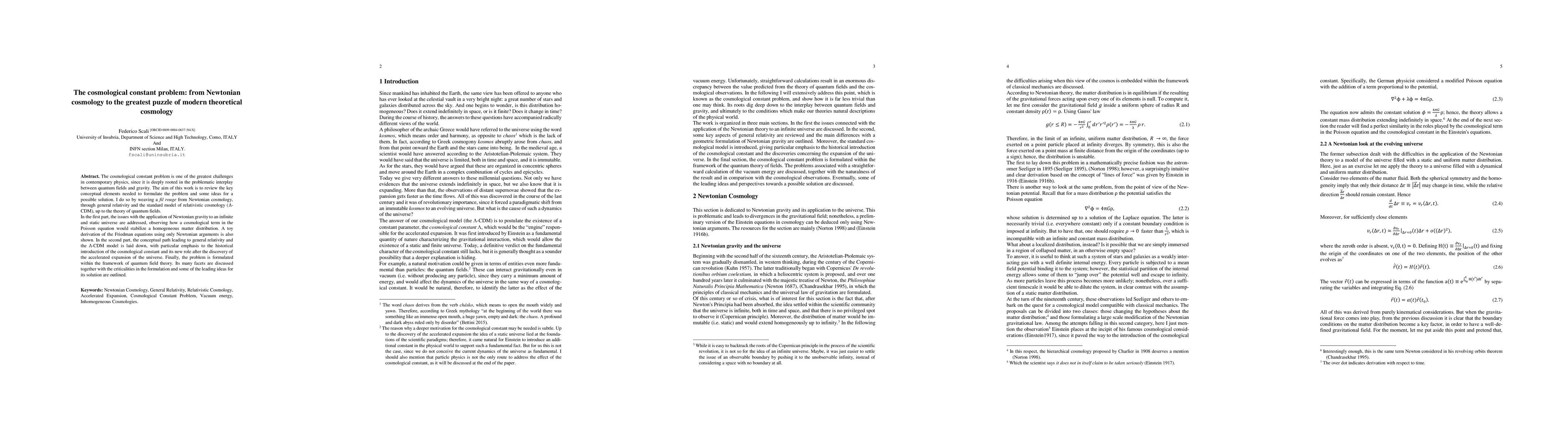 Thumbnail for The cosmological constant problem: from Newtonian cosmology to the
  greatest puzzle of modern theoretical cosmology