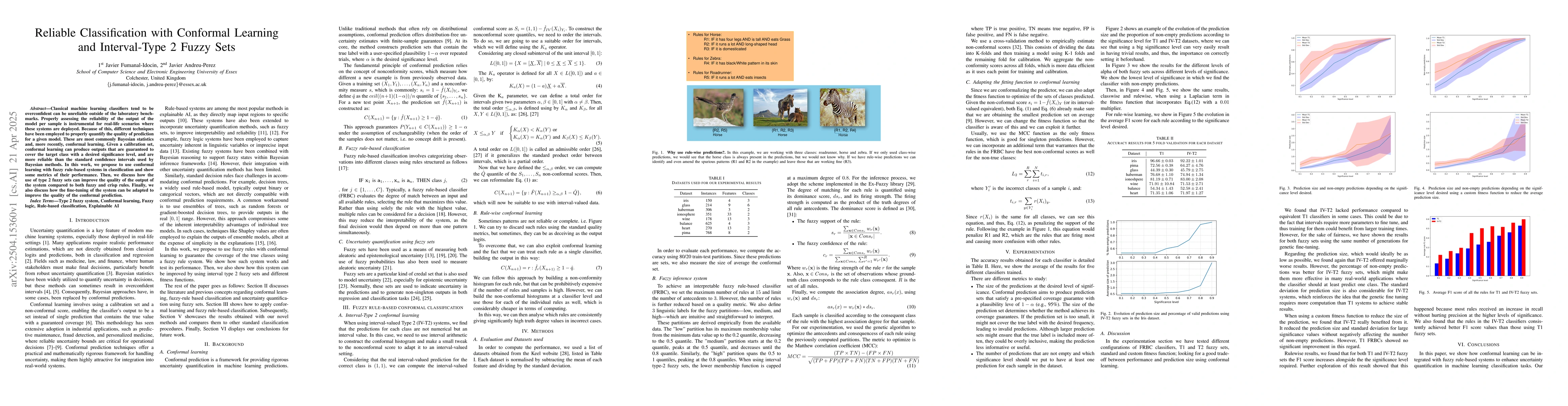 Thumbnail for Reliable Classification with Conformal Learning and Interval-Type 2
  Fuzzy Sets