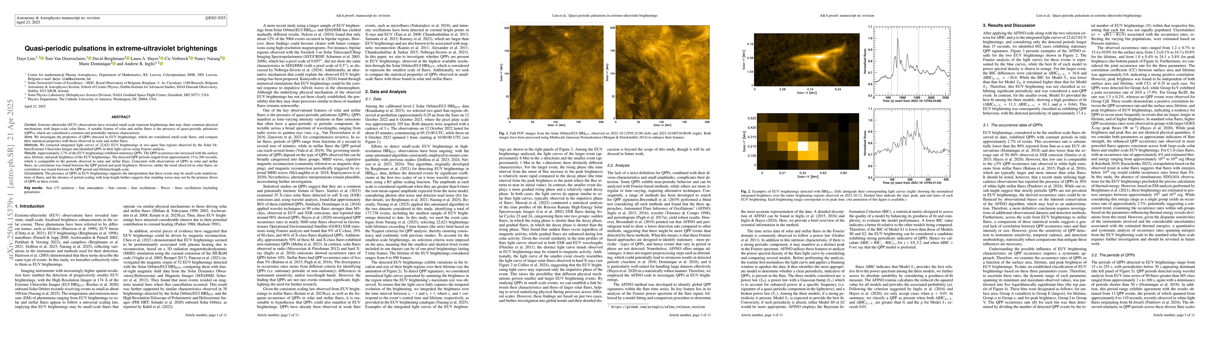 Thumbnail for Quasi-periodic pulsations in extreme-ultraviolet brightenings