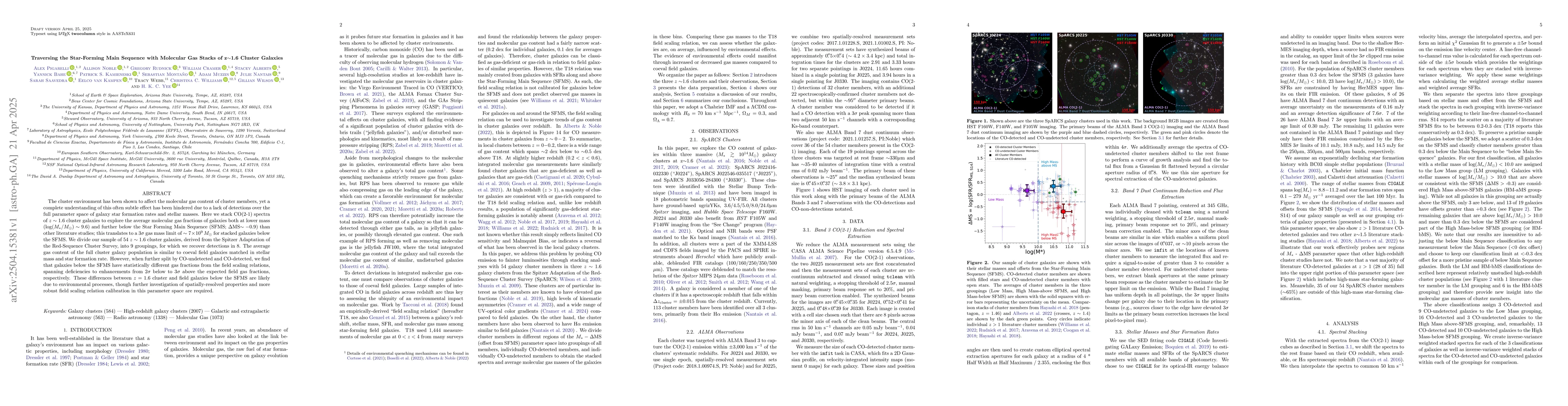 Thumbnail for Traversing the Star-Forming Main Sequence with Molecular Gas Stacks of
  z~1.6 Cluster Galaxies