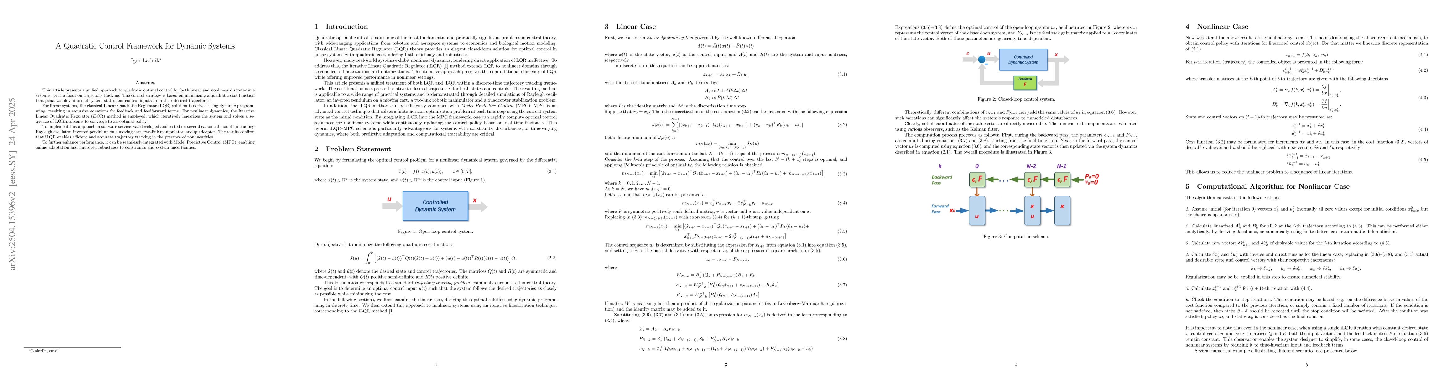 Thumbnail for A Quadratic Control Framework for Dynamic Systems