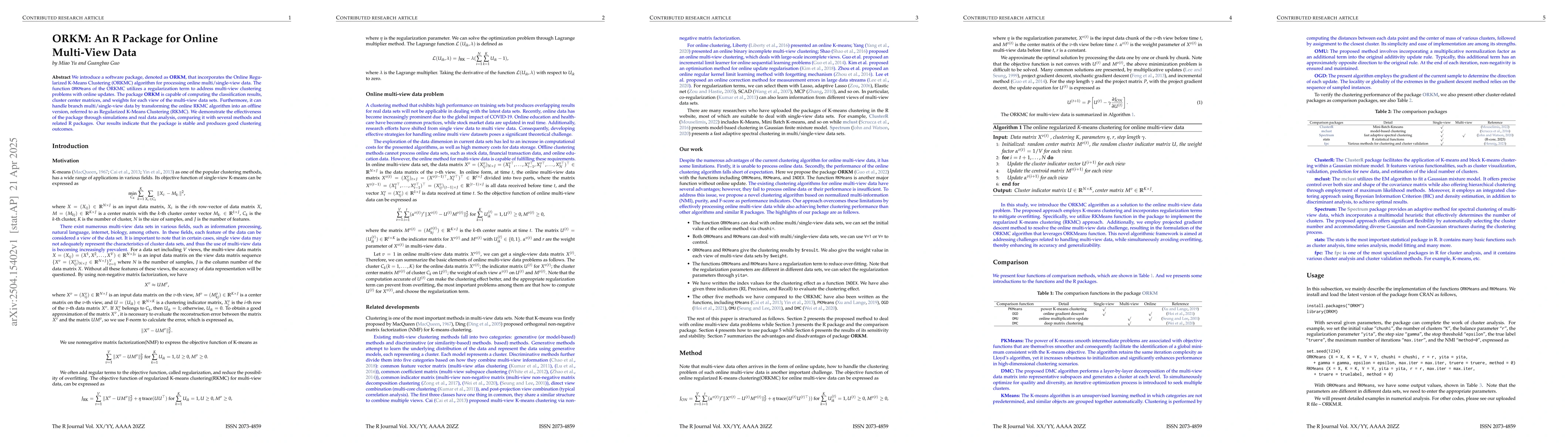 Thumbnail for ORKM: An R Package for Online Multi-View Data