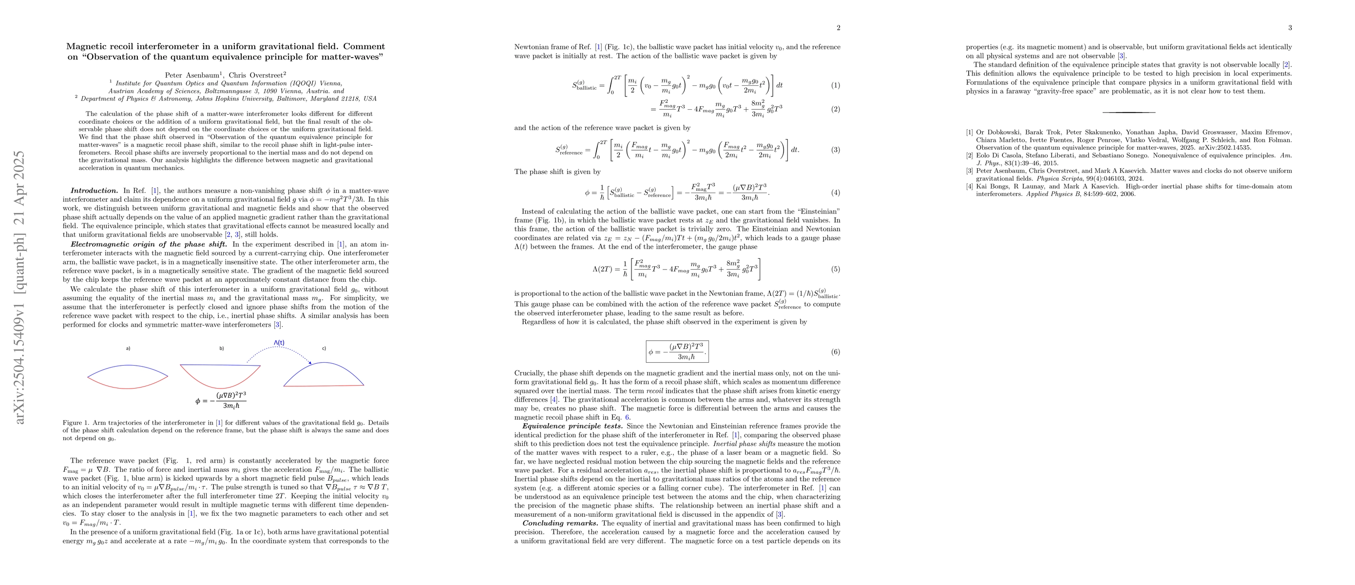 Thumbnail for Magnetic recoil interferometer in a uniform gravitational field. Comment
  on Observation of the quantum equivalence principle for matter-waves
