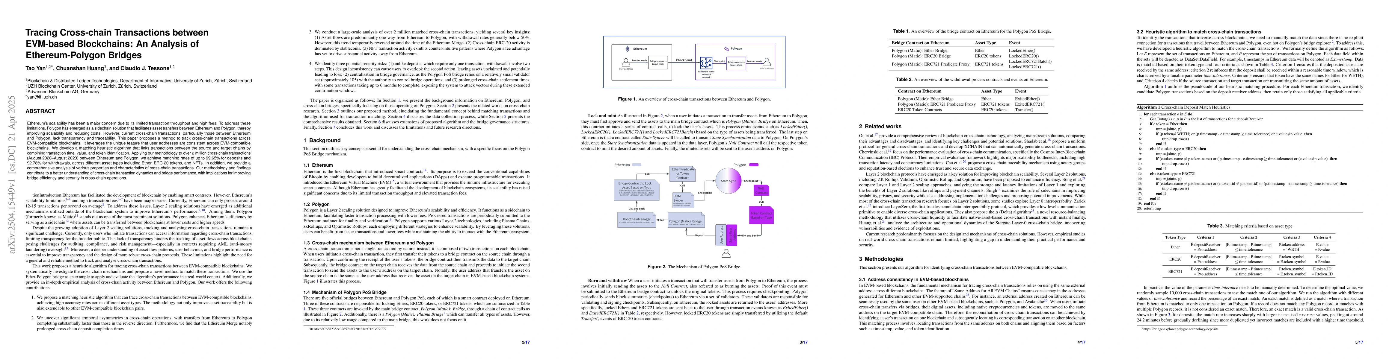 Thumbnail for Tracing Cross-chain Transactions between EVM-based Blockchains: An
  Analysis of Ethereum-Polygon Bridges