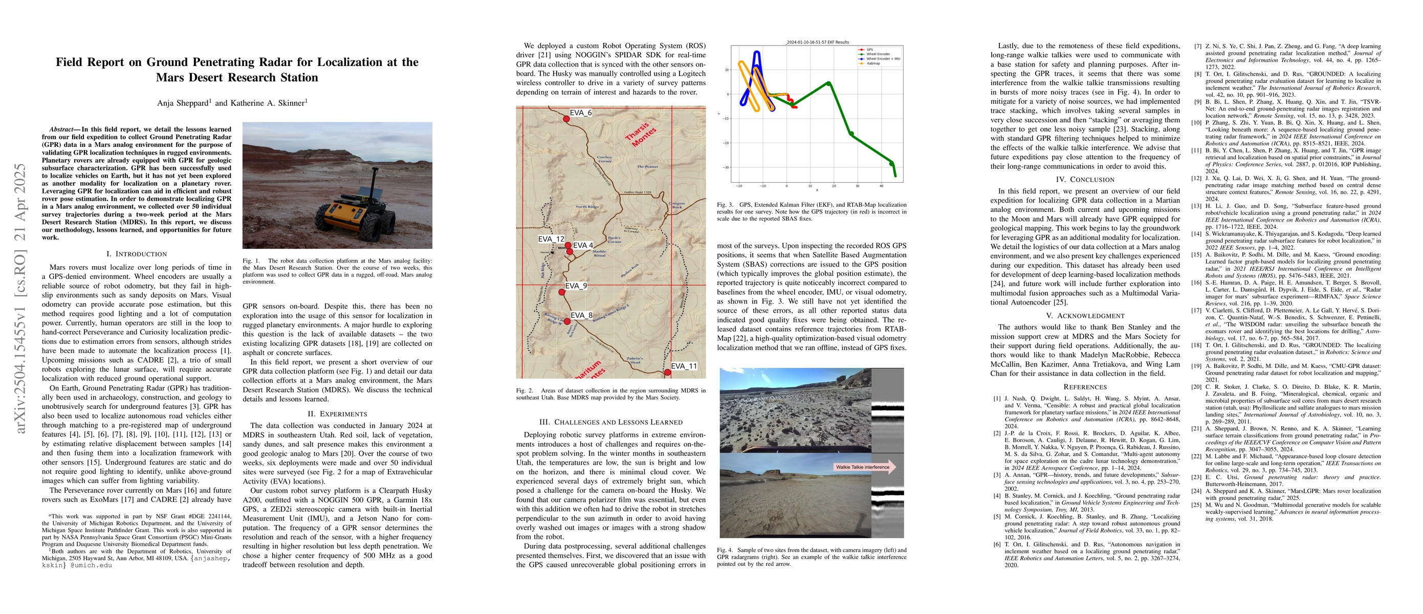 Thumbnail for Field Report on Ground Penetrating Radar for Localization at the Mars
  Desert Research Station